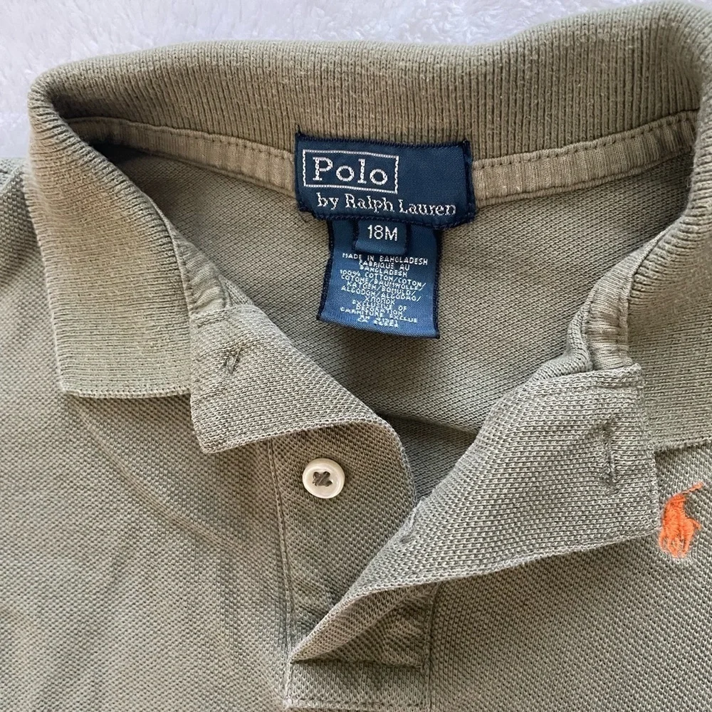 Ralph Lauren Green Polo with Orange Logo
